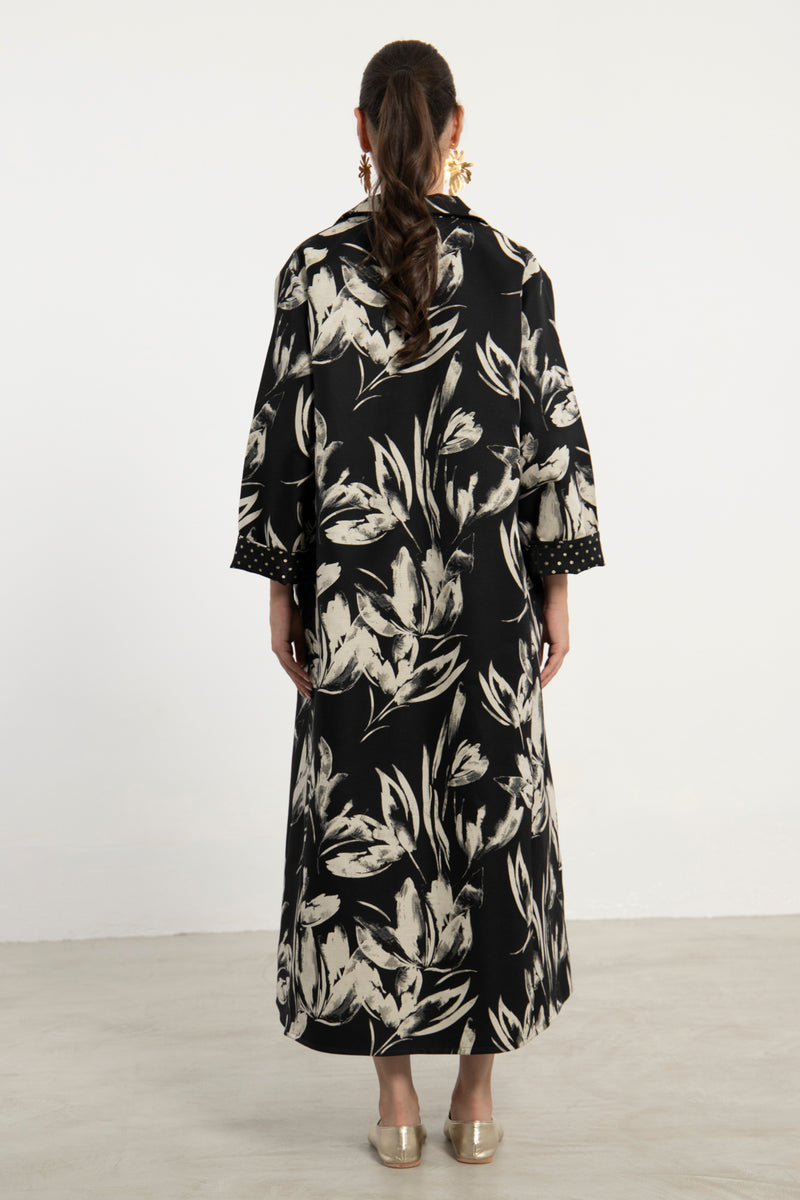 Mayssoun Cotton Black & Ivory Dress