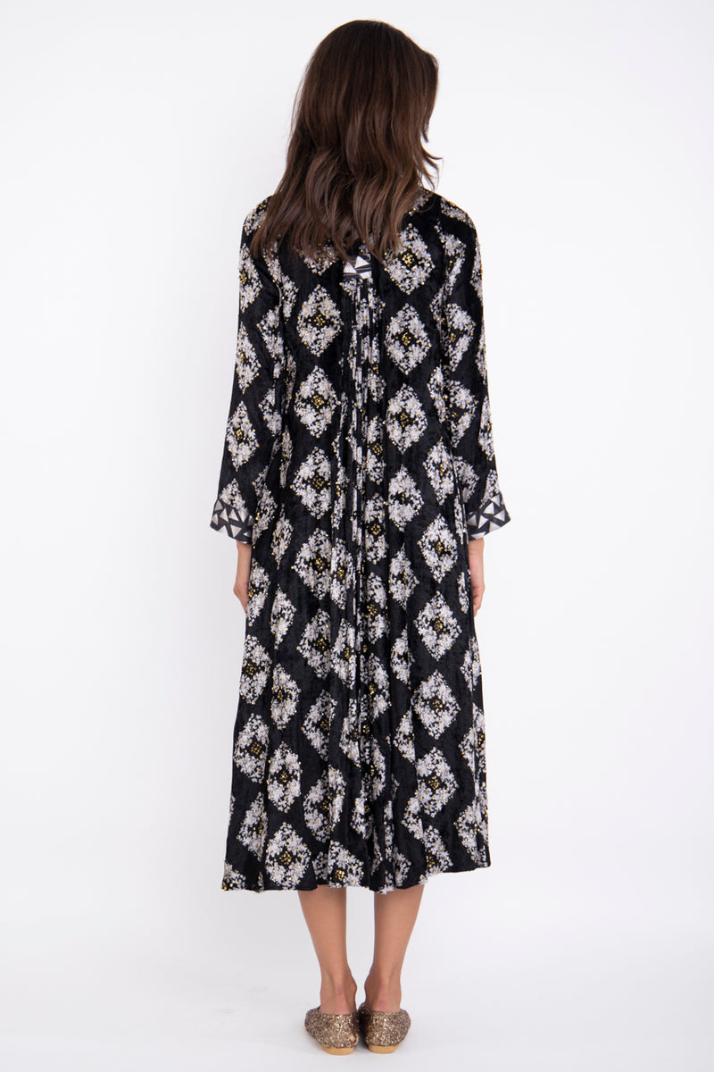 Jamila Velvet Black & Silver Dress