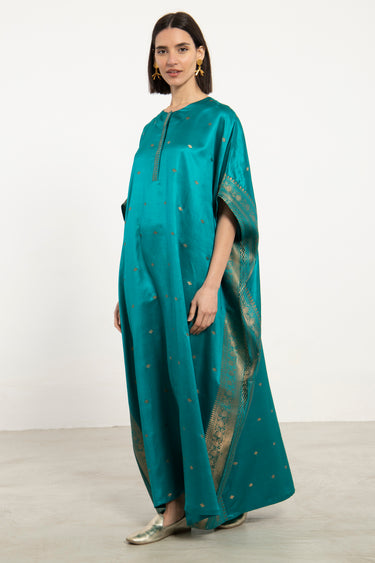 Fadia Silk Aqua Dress