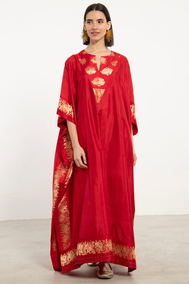 One-Of-a-Kind Tamara Silk Red Kaftan