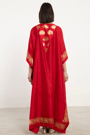 One-Of-a-Kind Tamara Silk Red Kaftan