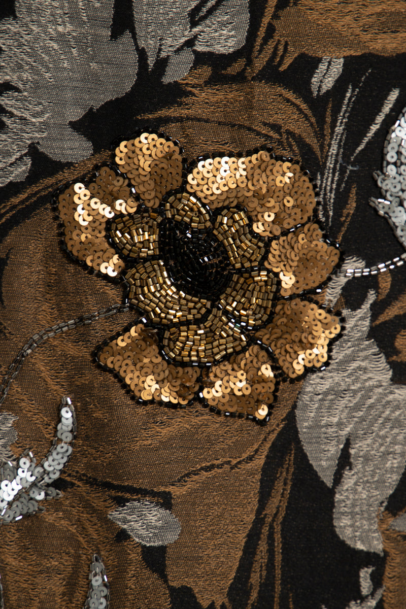 Fajer Cotton Jacquard Black & Bronze Dress