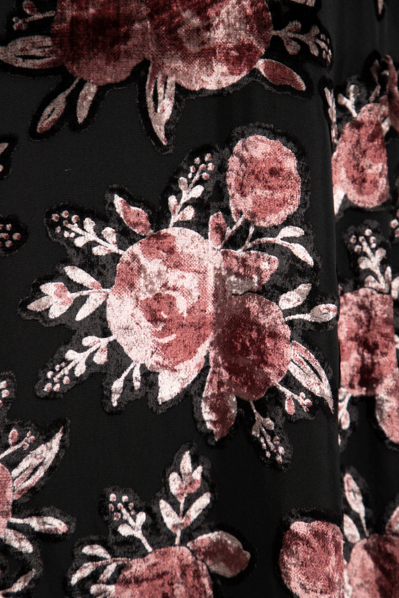 Zam Velvet Devoré Black Floral Dress