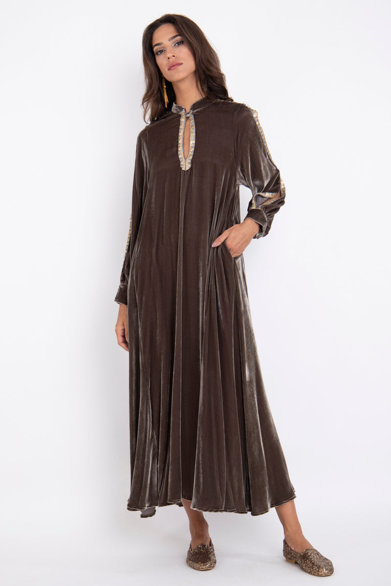 Hilal Velvet Taupe Dress