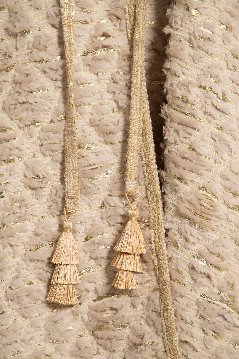 Amira Cotton Beige & Gold Poncho