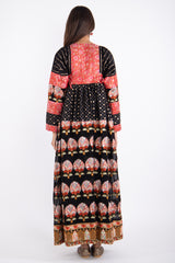 Linda Silk Black Embroidered Dress