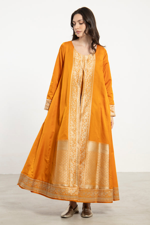 One-Of-a-Kind Souraya Silk Orange & Gold Dress