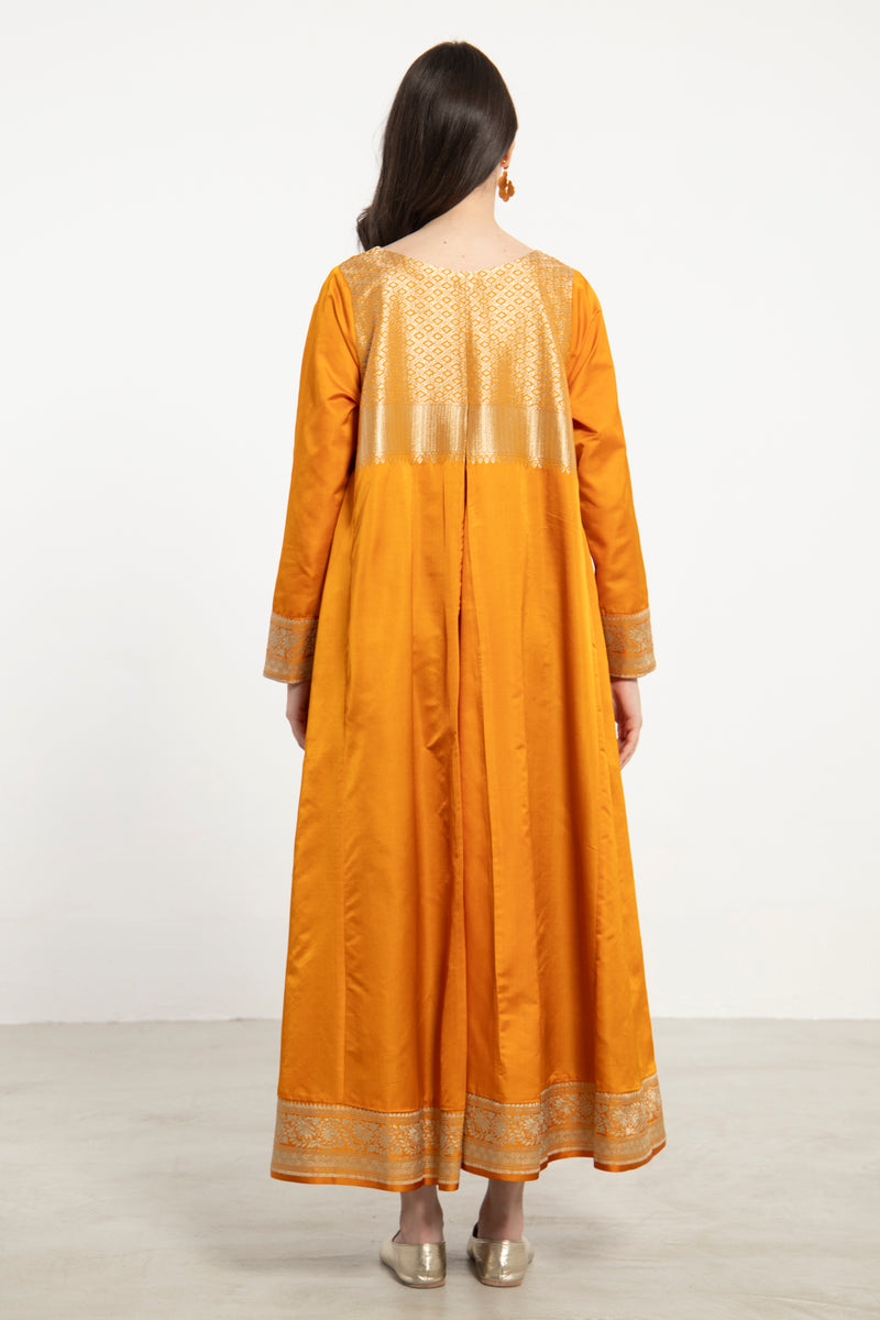 One-Of-a-Kind Souraya Silk Orange & Gold Dress