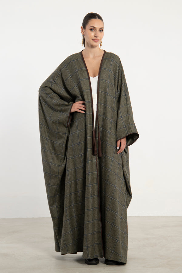 Cashmere Olive Check Abaya