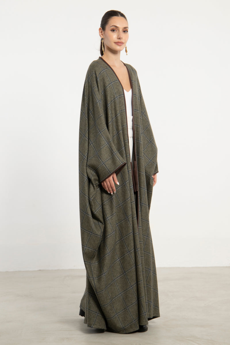Cashmere Olive Check Abaya