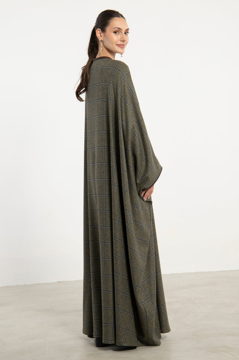 Cashmere Olive Check Abaya
