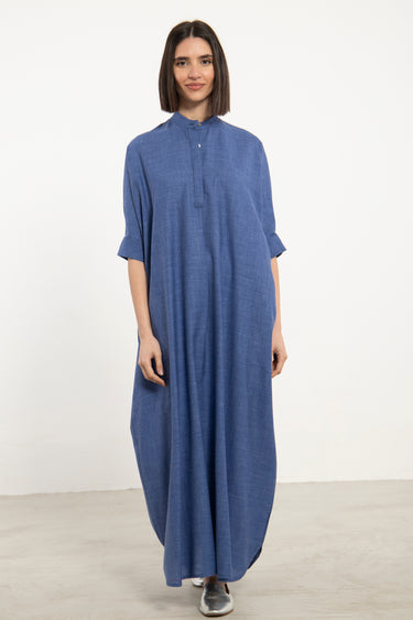 Helen Wool Blend Blue Dress