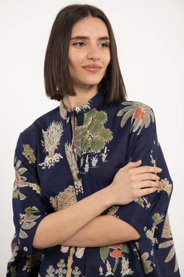Helen Cotton Navy Printed Dress