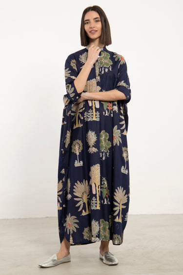 Helen Cotton Navy Printed Dress