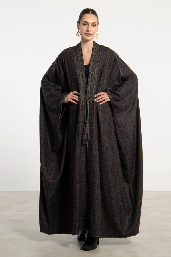 Cashmere Brown Check Abaya