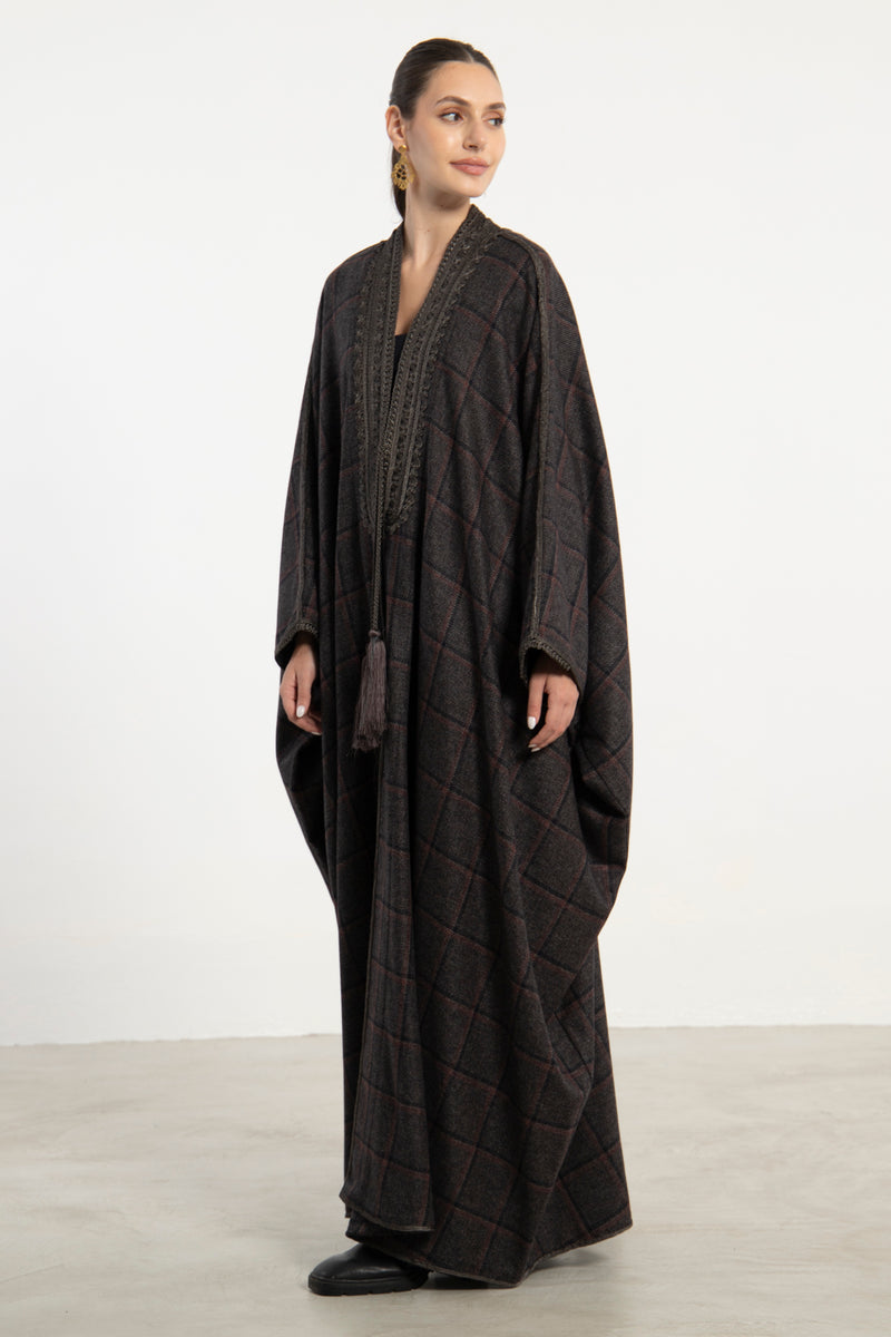 Cashmere Brown Check Abaya