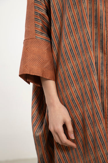 Hiba Cotton Satin Brown Dress