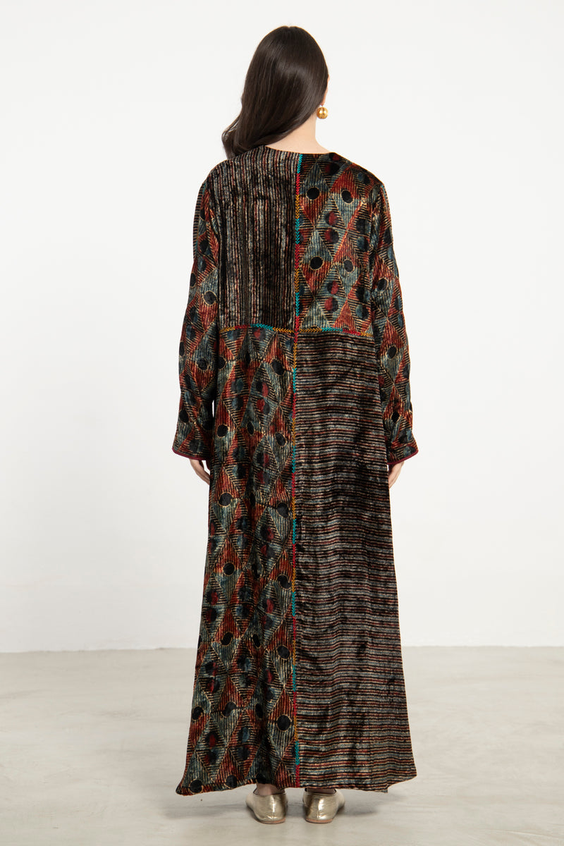 Rama Cotton Velvet Multicolor Dress