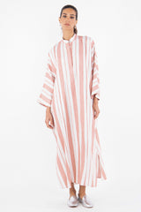 Frankie Cotton Silk Striped Red Jellaba