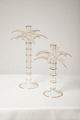 Palm Tree Candleholder Gold Set of 2