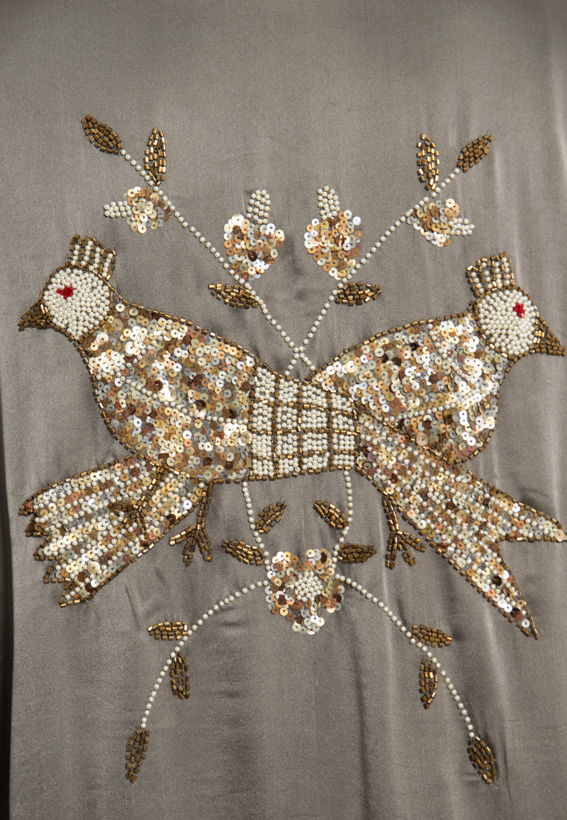 Rajwa Silk Grey Hand Embroidered Abaya