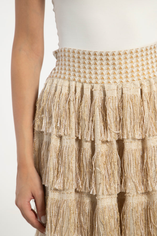 Maliha Cotton Fringe Skirt