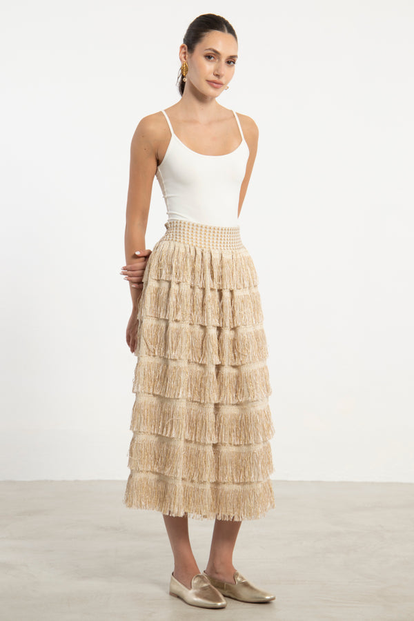 Maliha Cotton Fringe Skirt