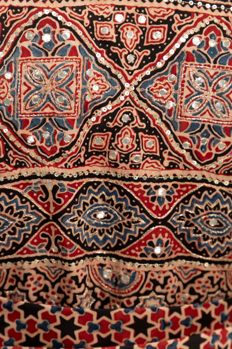 One-Of-a-Kind Sharifa Silk Red & Black Dress