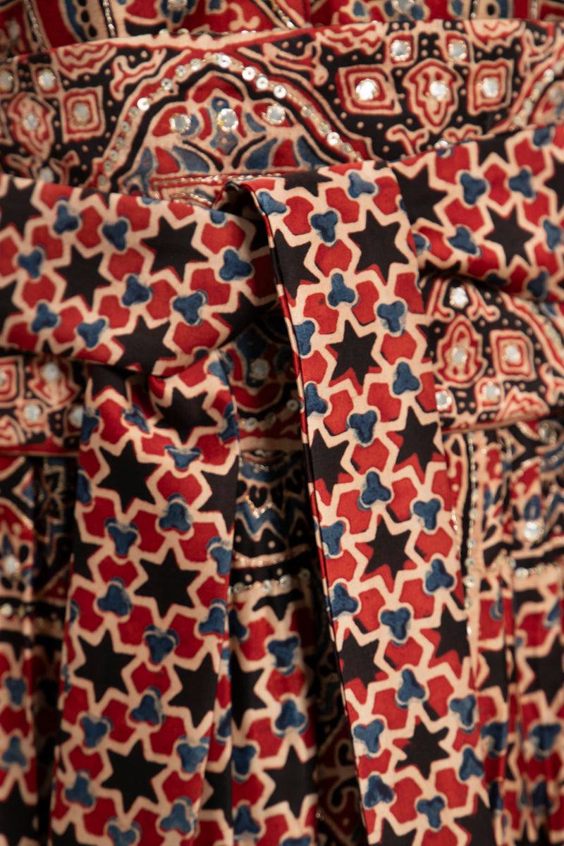 One-Of-a-Kind Sharifa Silk Red & Black Dress