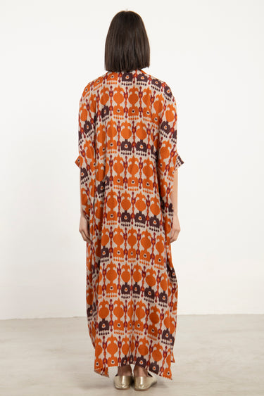 Helen Silk Orange Print Dress