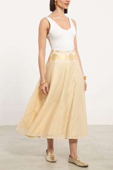 Amina Cotton Silk Gold Skirt