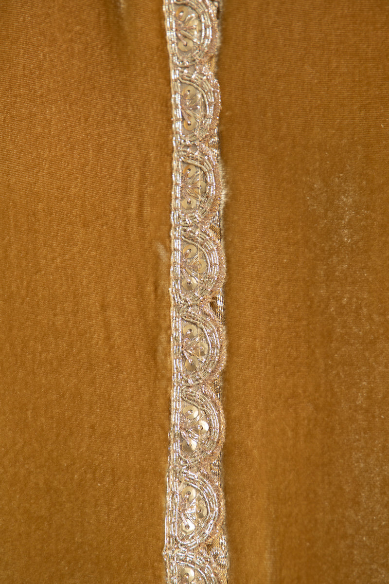 Fadia Silk Velvet Gold Kaftan