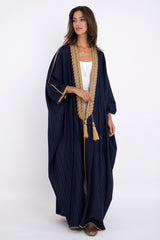 Loro Piana Wool Navy & Gold Stripes Abaya