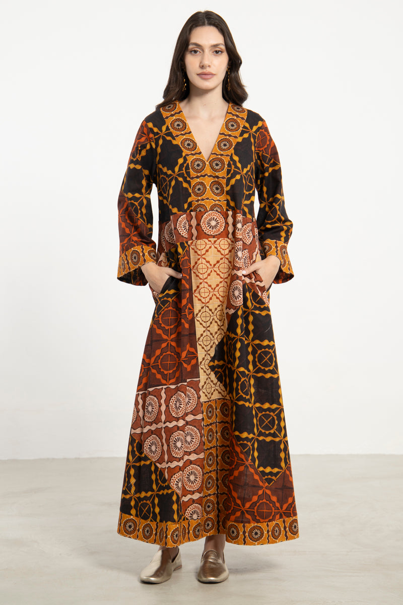 Joumana Cotton Patchwork Multicolor Dress