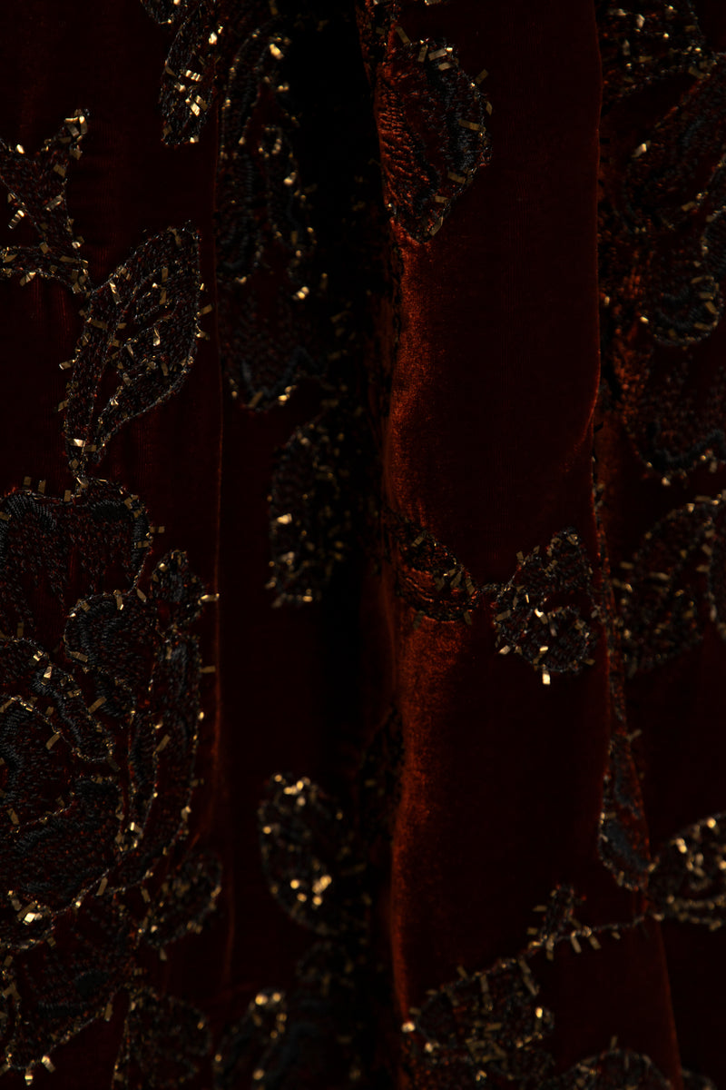 Shirine Silk Velvet Burgundy Dress