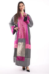 Chouf Silk Brocade Fuschia Patchwork Dress