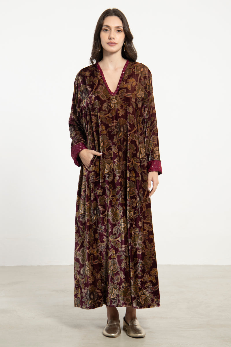 Malaki Silk Velvet Printed Dress