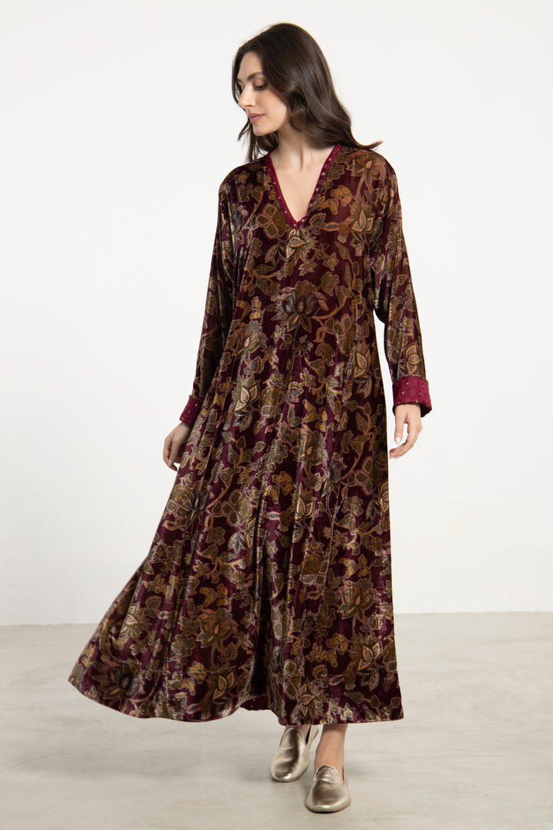 Malaki Silk Velvet Printed Dress