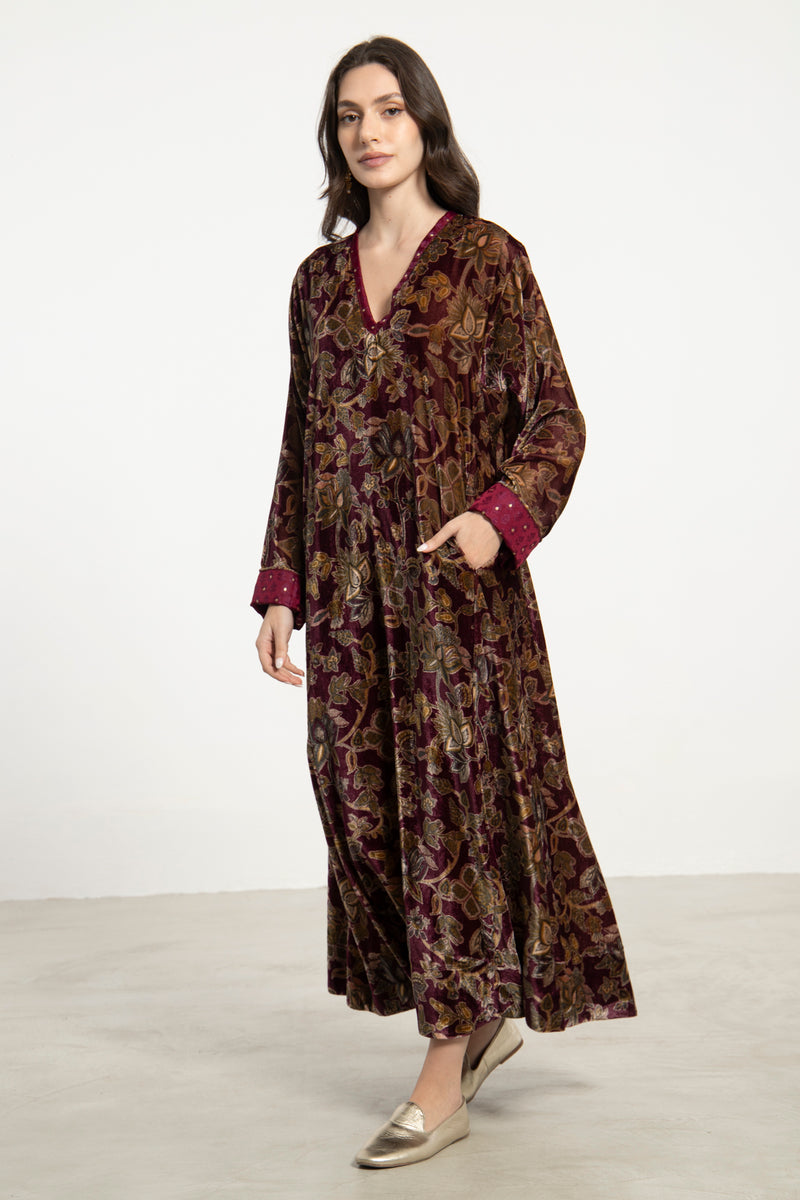 Malaki Silk Velvet Printed Dress