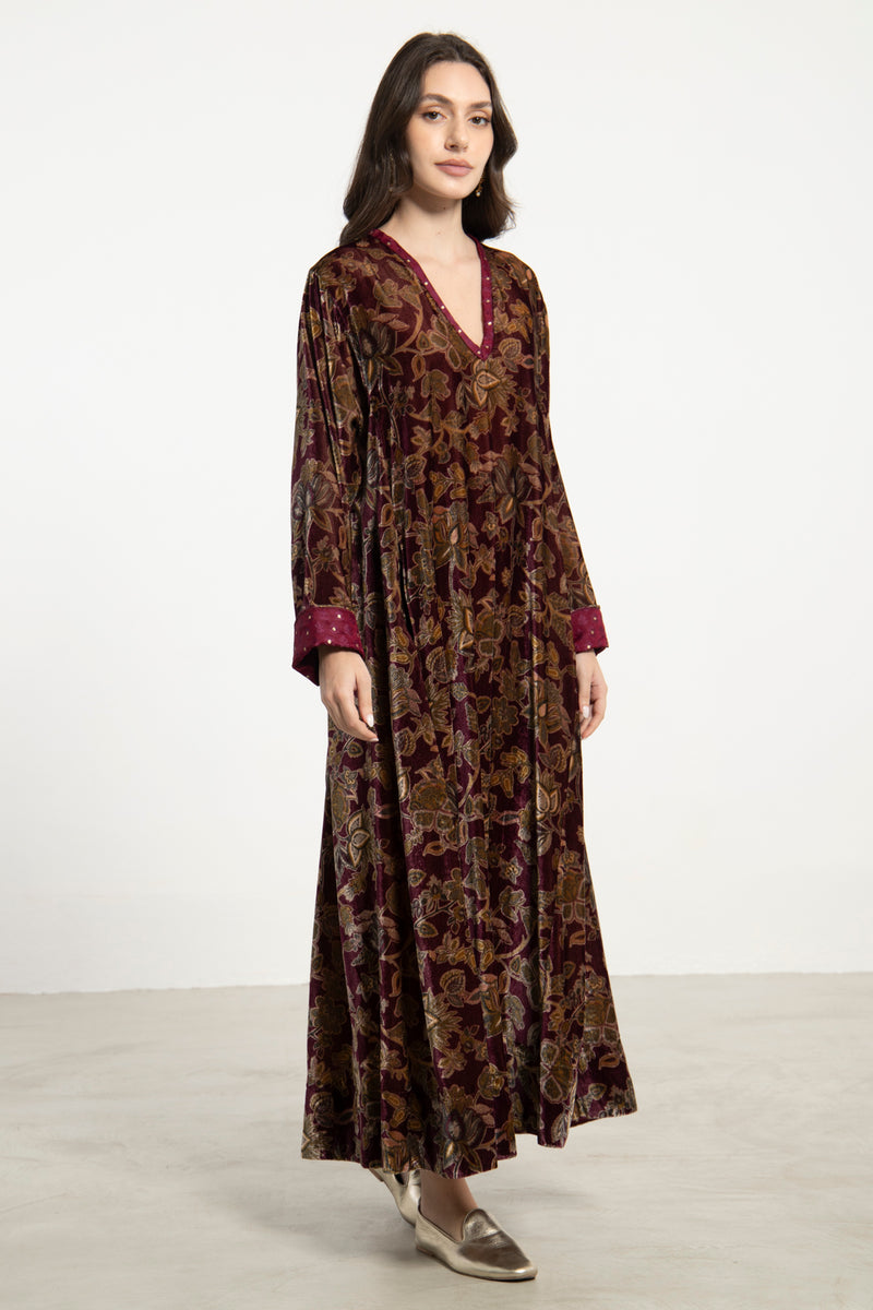Malaki Silk Velvet Printed Dress