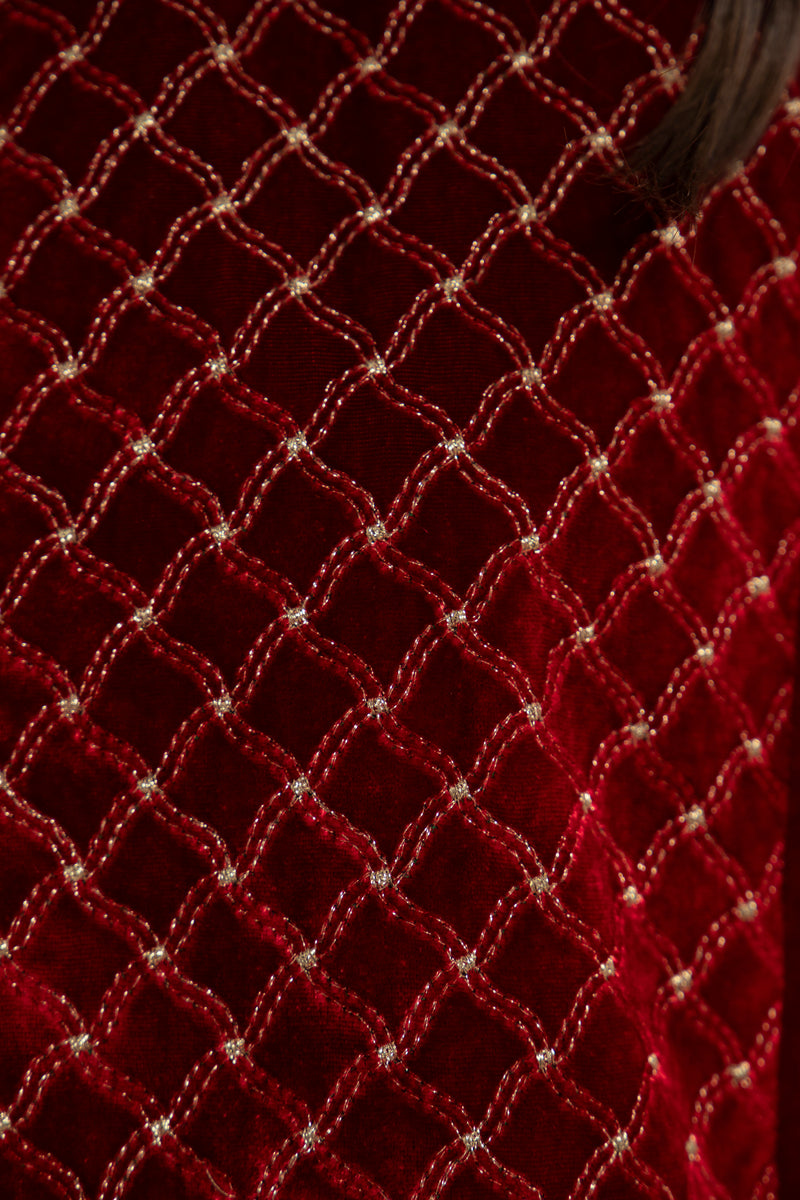 Mayyada Silk Velvet Red Dress