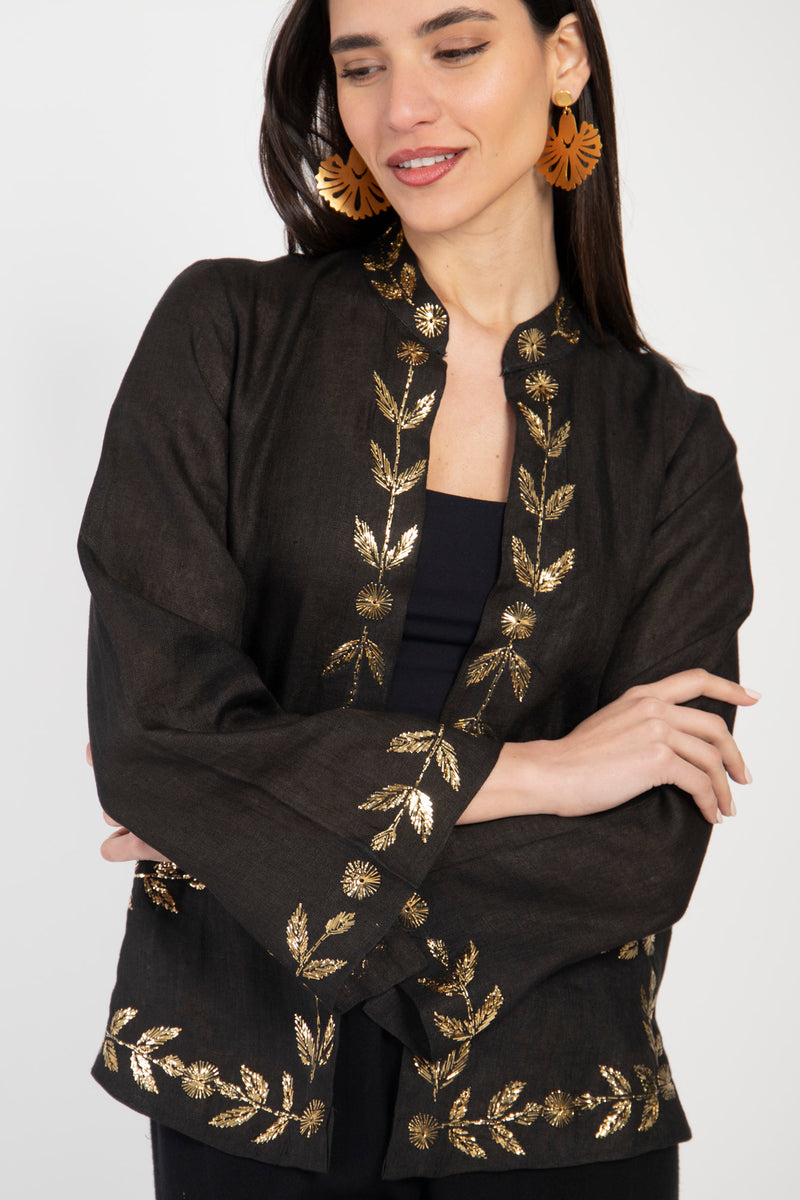 Salma Linen Tareq Black Jacket