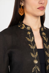 Salma Linen Tareq Black Jacket