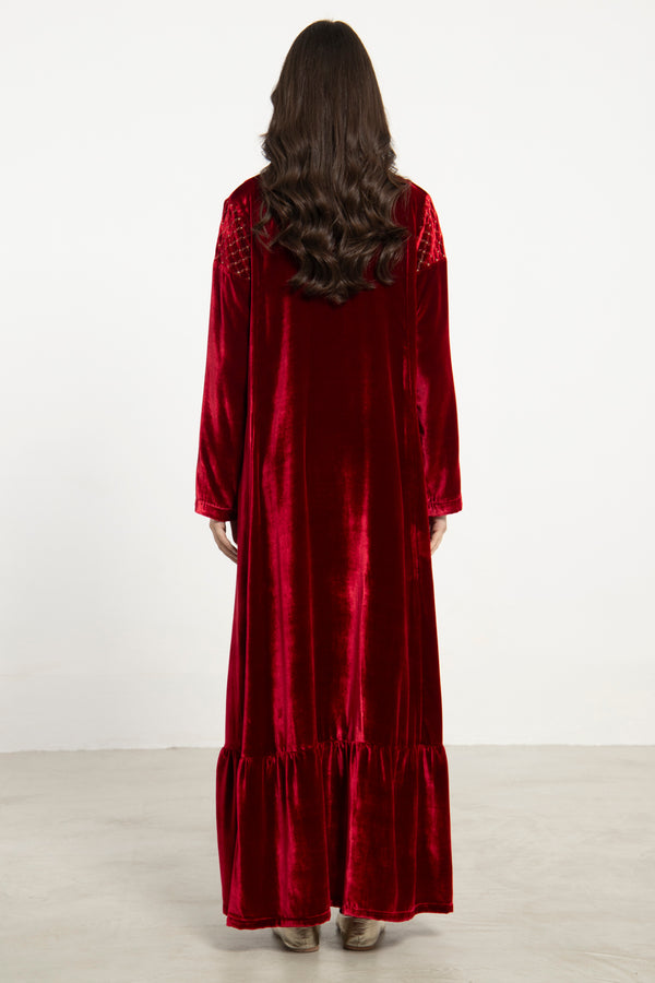 Mayyada Silk Velvet Red Dress