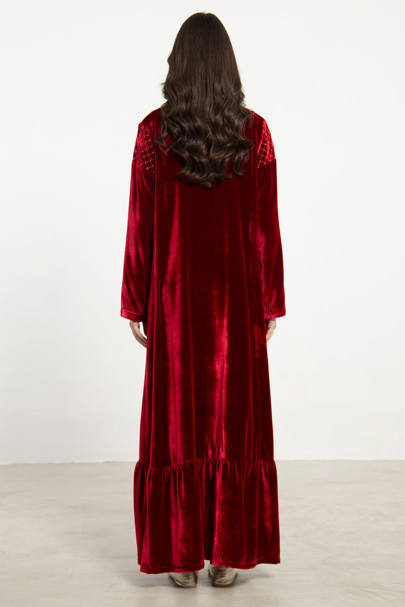 Mayyada Silk Velvet Red Dress