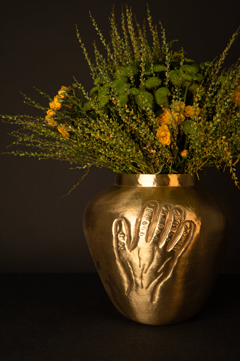 Two Hands Brass Vase