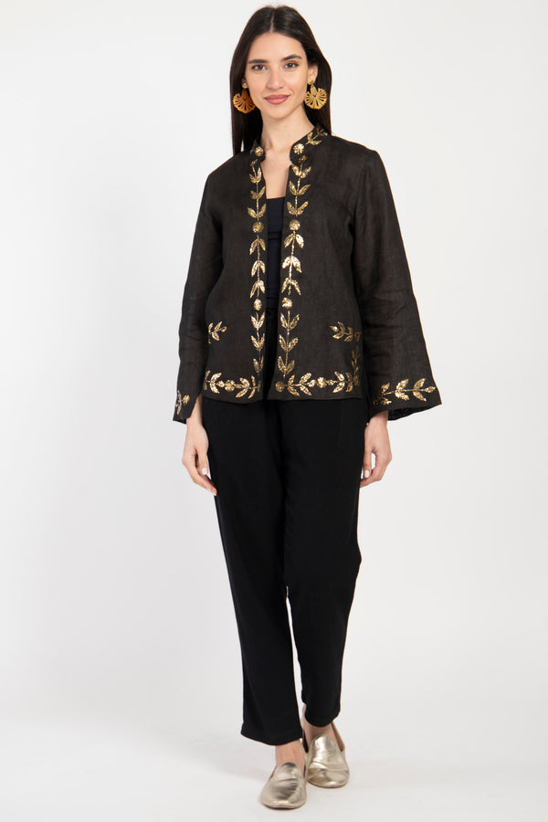 Salma Linen Tareq Black Jacket