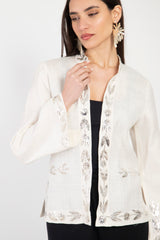 Salma Silk Tareq White Jacket