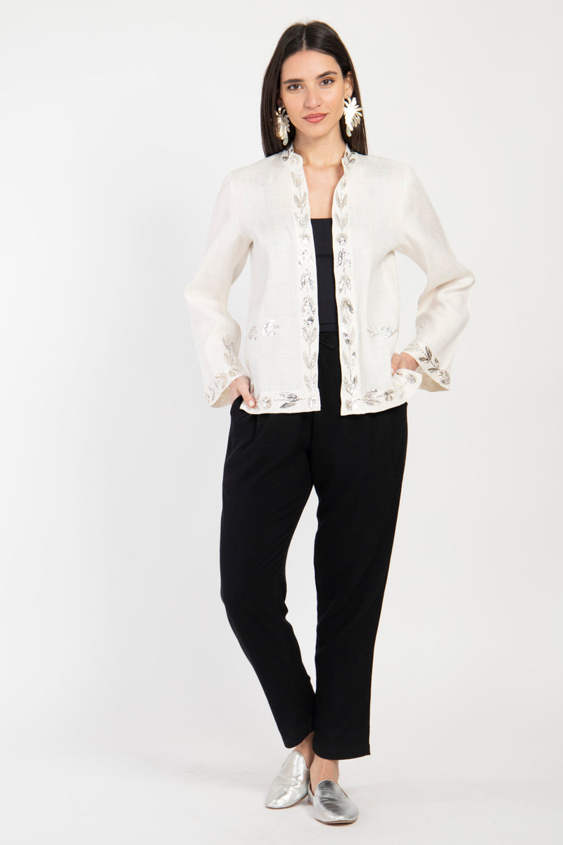 Salma Silk Tareq White Jacket