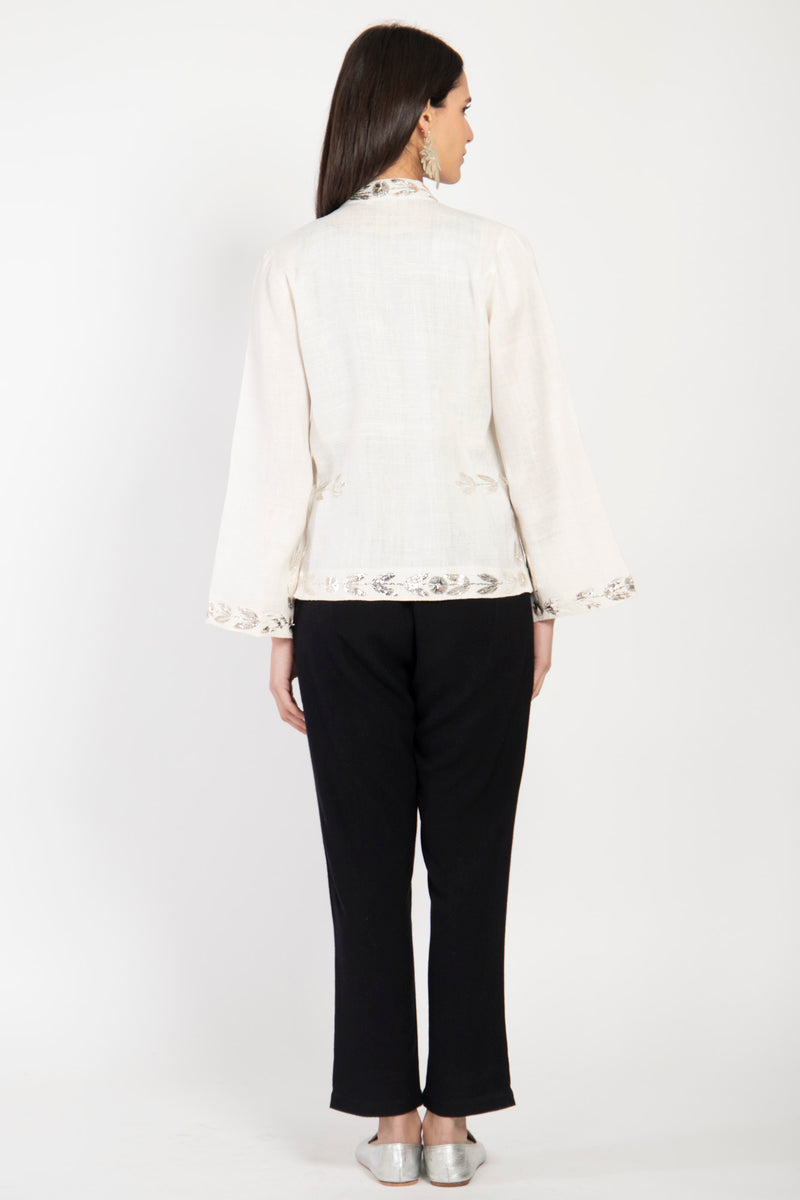 Salma Silk Tareq White Jacket